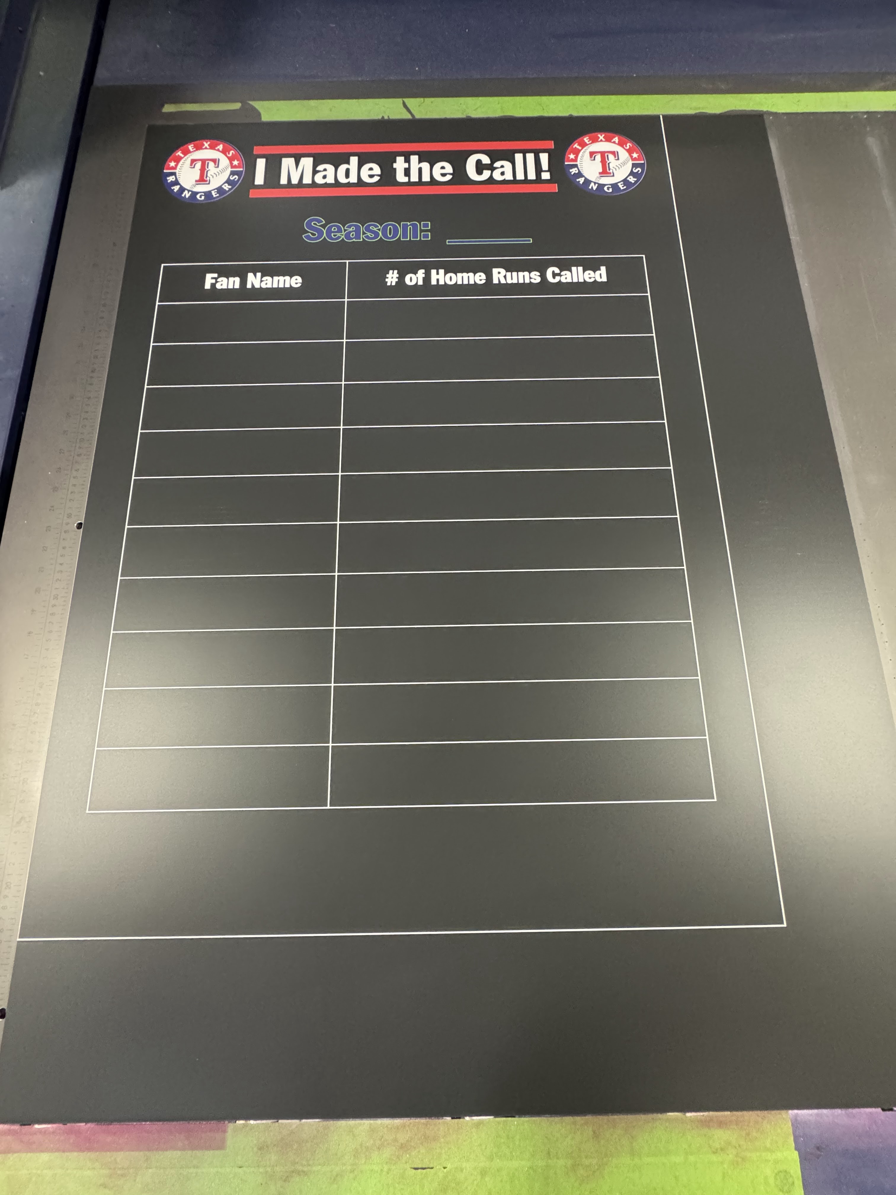 Branded chalkboard panel